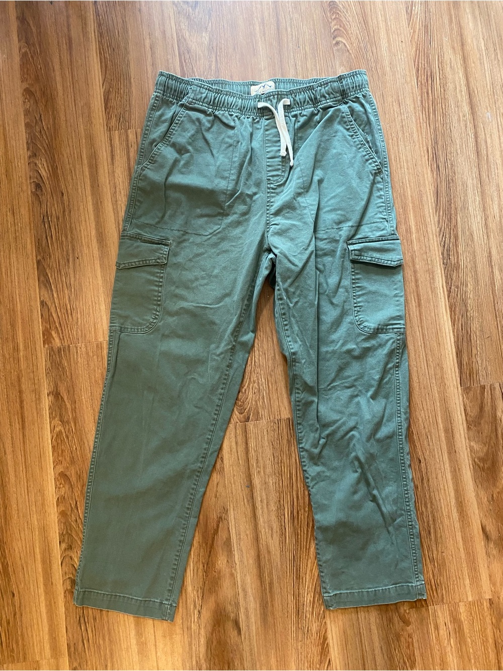Blue Mountain Pull-On Cargo Pants - Thyme Green Elastic Waist Drawstring